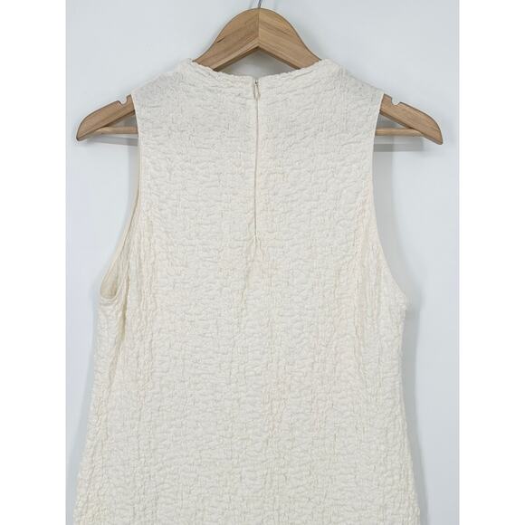 Massimo Dutti Textured Mock Neck Dress Sleeveless Turtleneck Midi, White - Picture 10 of 14
